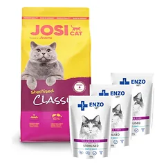 JOSERA JosiCat Classic Sterilised 18kg + ENZO VET Sterilizuota su veršiena padaže 100g