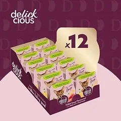 Delickcious™ skystas skanėstas katėms – tuno sriuba su mini kukurūzais ir žirneliais