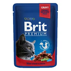Brit Premium Beef Stew & Peas (su jautiena) konservai katėms