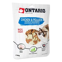 Ontario Cat Chicken And Pollock Double Sandwich minkšti skanėstai katėms su vištiena ir polaku, 50 g