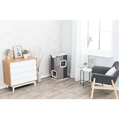 Trixie Jorge Cat Tower dviejų aukštų katės namelis su draskykle, antracito/šviesiai pilka/pilka, 78 cm — 2 nuotrauka