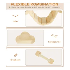 Kačių draskyklė smėlinis ir kreminis 54cm — 5 nuotrauka