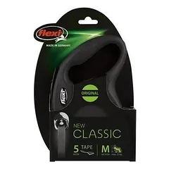 Flexi New Classic ritininis pavadėlis šunims M (juosta) 5 m, juodas — 3 nuotrauka