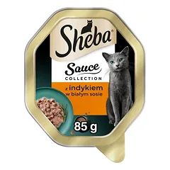 SHEBA Sauce Collection su kalakutu baltame padaže 44 x 85 g drėgnas maistas katėms 22+22 DOVANŲ — 1 nuotrauka