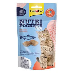 GimCat Nutri Pockets Salmon & Vitamins traškūs skanėstai katėms su įdaru, vieno baltymo sudėtis, 60 g