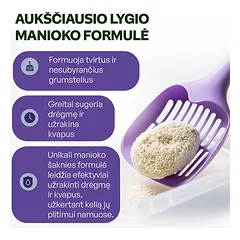 Natūralus manioko šaknies kačių kraikas, 2,6 kg/6 l — 4 nuotrauka