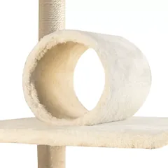 Katės draskyklė Tomi 130 cm, smėlio spalvos, 5 lygių, 4 kamuoliukai, volas — 4 nuotrauka
