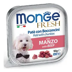 Monge Fresh paštetas su jautienos gabaliukais šunims