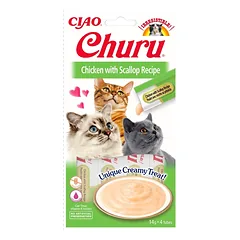 INABA Churu Cat kreminis skanėstas katėms su vištiena ir šukutėmis 56 g
