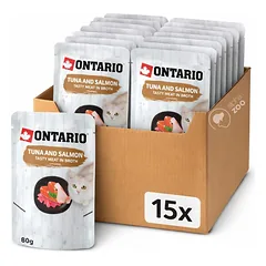 ONTARIO Tuna & Salmon – Konservai Katėms Su Tunu Ir Lašiša Sultinyje 15vnt.