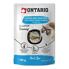 Ontario Herb Line Cat Adult Chicken with Mackerel in Gravy 80 g