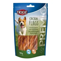 Trixie Premio Chicken Flags skanėstai šunims, žalios odos vamzdeliai su vištienos krūtinėle, be cukraus ir glitimo, 100 g
