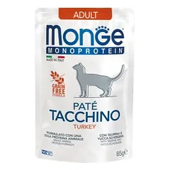Monge Monoprotein Adult begrūdis konservuotas pašaras katėms su kalakutiena 85g