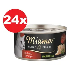 MIAMOR Feine Filets Naturell Chicken&Shrimps 24x80g vištienos ir krevečių padaže