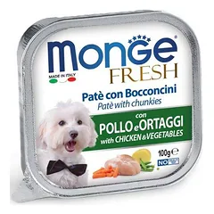Monge Fresh Chicken & Vegetable drėgnas maistas šunims pašteto pavidalu su gabaliukais, 100 g