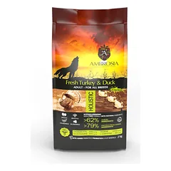 Ambrosia Fresh Turkey & Duck – begrūdis sausas maistas šunims su kalakutiena ir antiena 1kg. – 12kg.