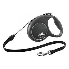 Trixie Flexi Black Design automatinis pavadėlis šunims, virvelės tipo, S, 5 m, iki 12 kg