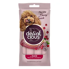 DELICKCIOUS kreminiai skanėstai su antiena ir spanguolėmis suaugusiems šunims (4x15 g), 60 g