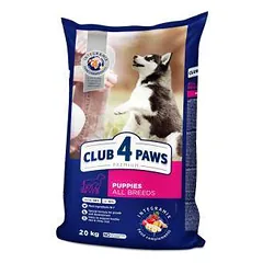 CLUB 4 PAWS Premium Visavertis pašaras visų veislių šuniukams su dideliu vištienos kiekiu, 20 kg