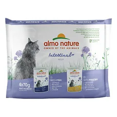 Almo Nature Holistic Digestive Help su žuvimi ir paukštiena, drėgnas maistas katėms 6 x 70 g — 1 nuotrauka