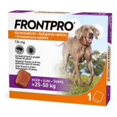 Frontpro kramtomos tabletės nuo erkių ir blusų šunims (25-50 kg), 1 vnt. nuotrauka
