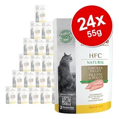 Almo Nature HFC Natural Pouch drėgnas maistas katėms, ekonominė pakuotė 24 x 55 g