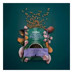 Šalto spaudimo maistas šunims senjorams ir dietiniams poreikiams su kalakutiena – Tribal Fresh Pressed Senior/Light Turkey, 2,5 kg — 2 nuotrauka