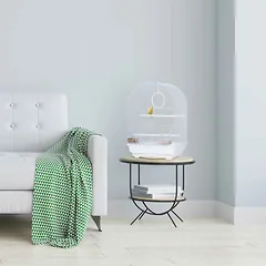 Paukščių narvas 49,5x34,5x31cm., šviesiai mėlynos/baltos spalvos — 2 nuotrauka
