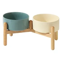 Xingmi Ceramics gyvūnų augintinių dubenėlis, keraminis, dvigubas su stovu