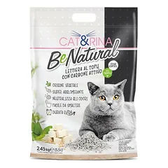 Cat&Rina BeNatural Tofu kraikas su aktyvuota anglimi - augalinis kraikas katėms, neutralizuoja kvapus - 5,5L (2,45kg)