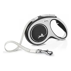 Flexi Comfort juostelinis pavadis, M, iki 25kg 5m juostelinis, juodos spalvos — 4 nuotrauka