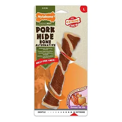 Nylabone Extreme Bacon & Peanut Butter Porkhide - šunų kramtomasis žaislas, pagardintas šonine ir žemės riešutų sviestu, Bone / L — 2 nuotrauka