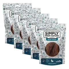 SIMPLY FROM NATURE Meat Strips Mėsos juostelės su antiena ir obuoliais šunims 5x80 g