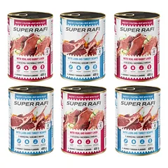 Super Rafi šlapias šunų maistas, įvairių skonių rinkinys, 6x400 g