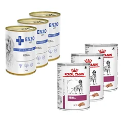 ROYAL CANIN Renal Canine 3x410g skardinė + ENZO VET Inkstų dietos inkstų ligoms gydyti su jautiena šunims 3x400g