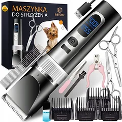 RETOO E333 gyvūnų kirpimo mašinėlė šunims ir katėms, belaidė, tyli, su LCD ekranu, 9 W — 2 nuotrauka
