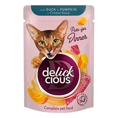 Delickcious konservai katėms su antiena ir moliūgais 12x85g