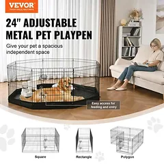 Sulankstomas metalinis šunų žaidimų aptvaras, 8 panelių, 61 cm aukščio, su dugno paminkštinimu — 2 nuotrauka