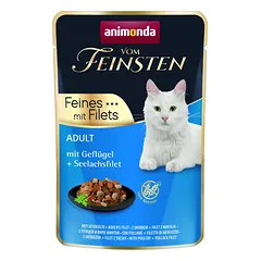 ANIMONDA Vom Feinsten Fines su filetais Suaugusiems Vištiena ir menkės filė 85g drėgna maistas katėms