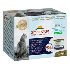 Almo Nature HFC Natural Light Meal Mega Pack tuncis, vista un šķinķis 4x50g - konservi kaķiem