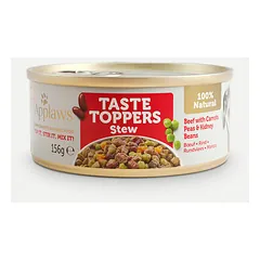 Applaws Dog Taste Toppers troškinys su jautiena, morkomis, žirneliais ir raudonosiomis pupelėmis, drėgnas maistas šunims 156 g