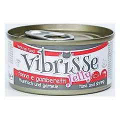 VIBRISSE konservai katėms su tunu ir krevetėmis drebučiuose 70g 12vnt