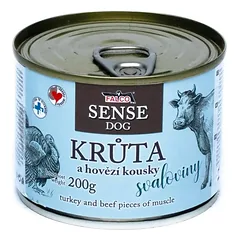 FALCO SENSE DOG su kalakutiena ir su jautiena gabalėliai raumenys skardine 200 g