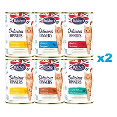 BUTCHER'S Delicious Dinners Mix skoniai želė 12x400g gabalėliuose su vištiena, elniena, upėtakiu, jūros žuvimi, jautiena