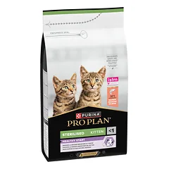 PURINA PRO PLAN Sterilised Kitten Healthy Start su lašiša, sausas maistas katėms, 1,5 - 2,9 kg parduotuvėje ramiosblusos.lt
