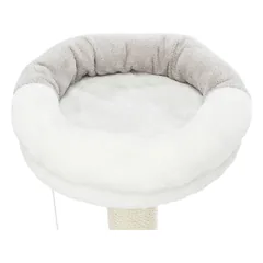 Trixie Nuria draskyklė katėms, stulpas su būdele, guoliu ir kamuoliuku, šviesiai pilka su baltu, 71 cm — 2 nuotrauka