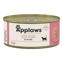 Applaws Cat Tuna Fillet Prawns konservai katėms su tuno filė ir krevetėmis sultinyje, papildas suaugusioms katėms, 156 g