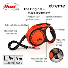 FLEXI pavadėlis šuniui Xtreme L juostinis 5m, oranžinis — 2 nuotrauka