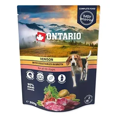 Ontario Venison With Vegetables In Broth super premium drėgnas maistas suaugusiems šunims ir šuniukams nuo 2 mėn., 300 g — 1 nuotrauka