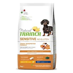 Natural Trainer Sensitive No Gluten Adult Mini Salmon beviltė sausa maistas mažoms veislėms su lašiša, 7 kg